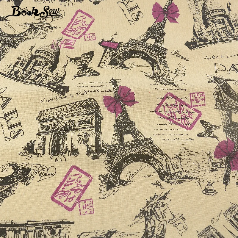 

Booksew African Ankara Linen Fabric Quilting Paris Theme Cotton Tablecloth DIY Bag Curtain Tissu Patchwork Zakka Sewing Material
