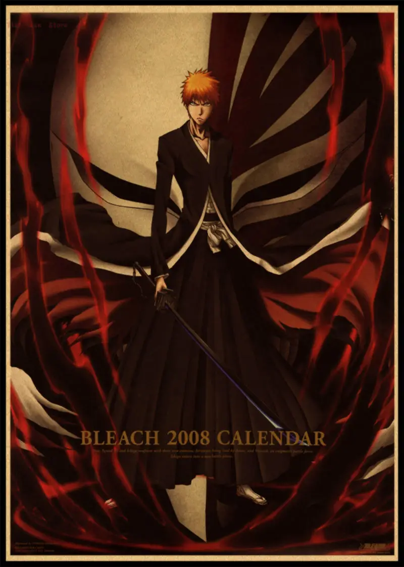 BLEACH Kurosaki ichigo Kuchiki Rukia стикер на стену плакат из крафт-бумаги японского аниме 42*30 см без рамки