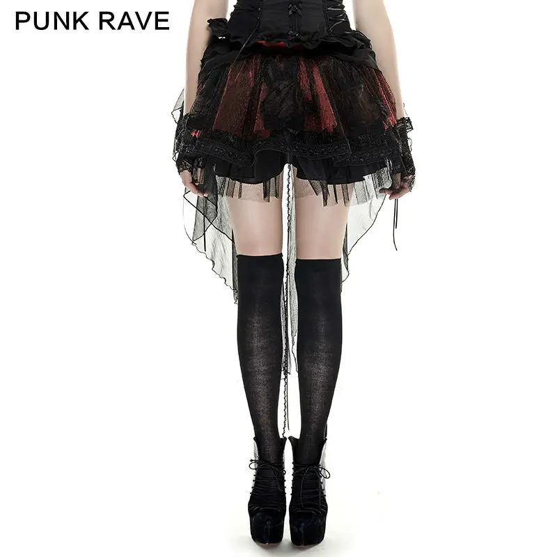 PUNK RAVE Meisjes Japanse Stijl Mooie Korte Rok Gothic Lolita Mini Kant Rok Avond Party Mode Elastische Tailleband Rokken PUNK RAVE Meisjes Japanse Stijl Mooie Korte Rok Gothic Lolita Mini Kant Rok Avond Party Mode Elastische Tailleband Rokken
