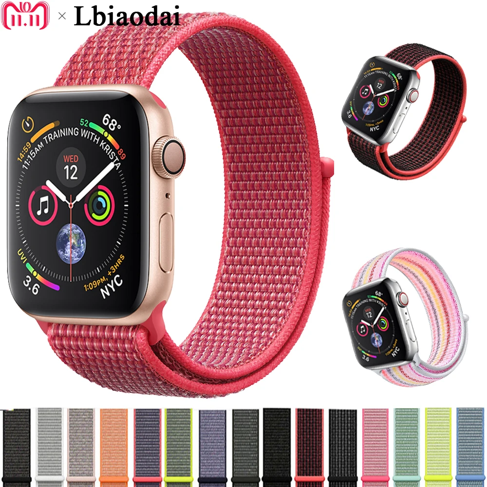 

Sport Loop Band for Apple Watch 4 44mm 40mm 42mm 38mm iwatch 4/3/2/1 Nylon adjustable Wrist Colck Bracelet Watchband Women Belt