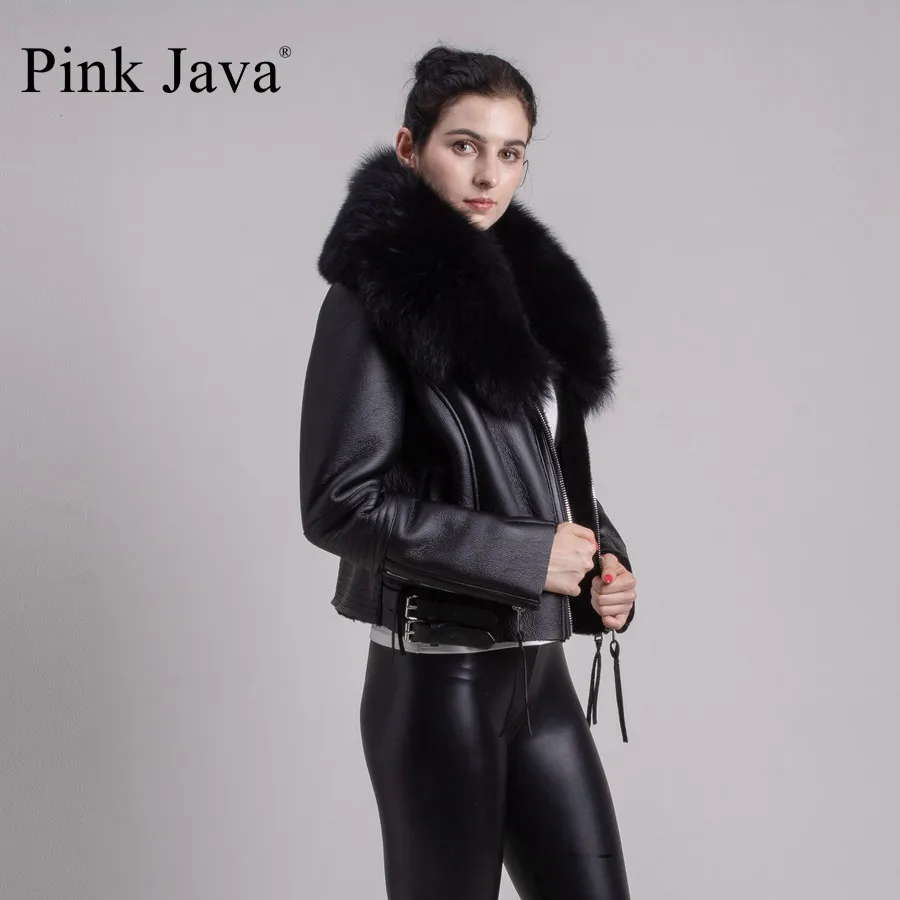 Розовая куртка из меха овцы java QC8088 новинка 2017 бесплатная доставка натуральной