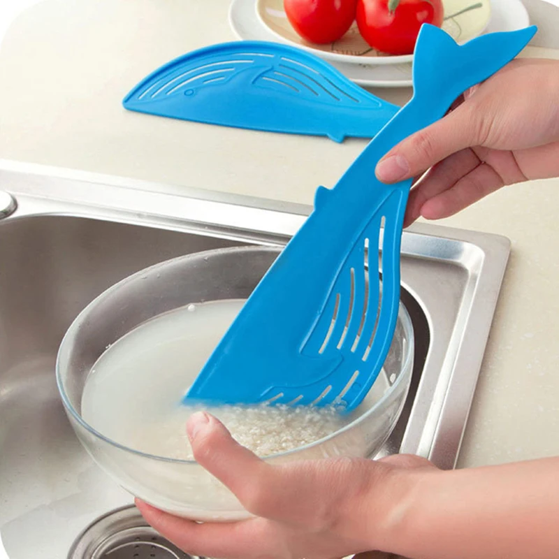 

Handle Type Multifunctional Rice Washer Creative Whale Shape Spoon Filter Kitchen Cooking Tool