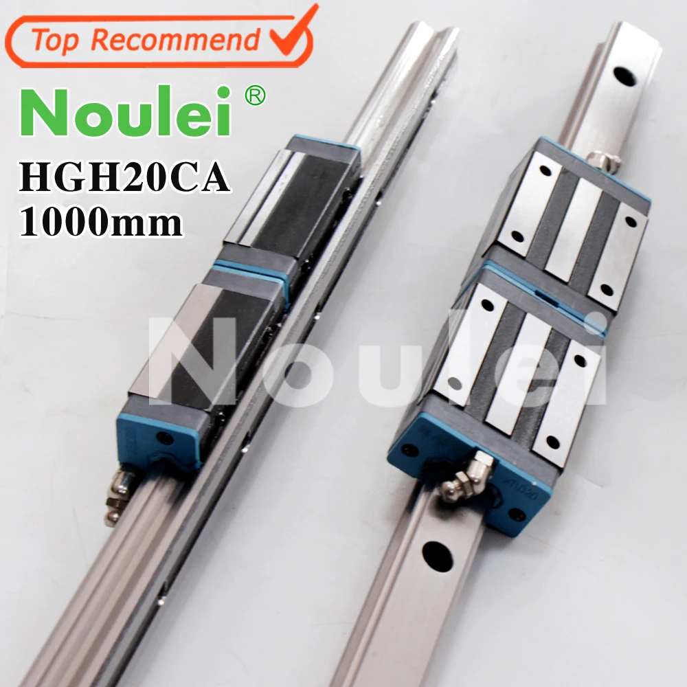 

Noulei 20mm Type 2pcs HGR20 Linear Guide Rail 1000mm with 4pcs HGH20CA carriage Block HGH20
