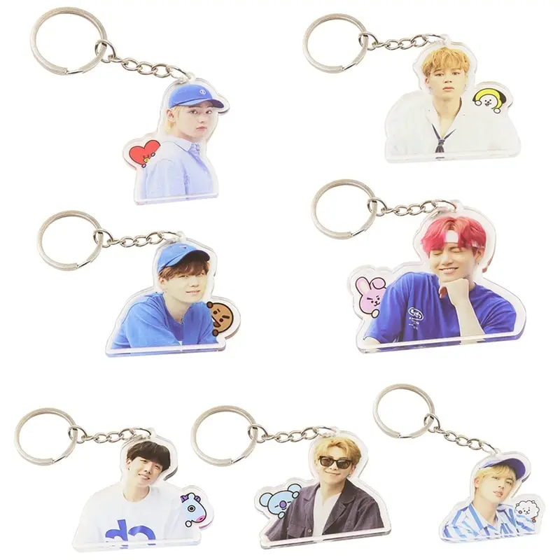 

Hot Punk Kpop WINGS Album Bangtan Boys Plastic Key Chain K-pop Personalized Key Ring Pendant Keyring Keychain