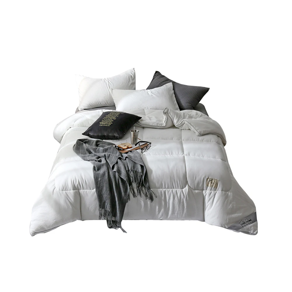 

2018 Solid White Print Thick Winter Comforters Quilting Polyester Fabric Twin Full Queen King Stitching Quilt Blankets