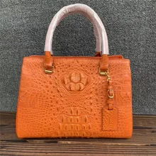Необычная Женская Оранжевая Сумочка, настоящая крокодиловая кожа, OL, Женская рабочая сумка, сумка из натуральной крокодиловой кожи, женская сумка на плечо