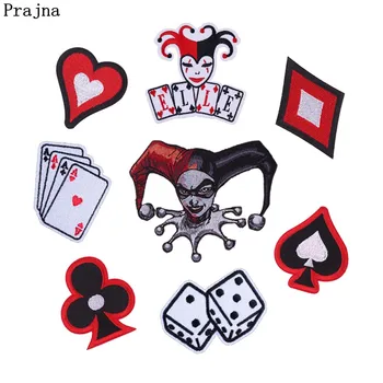 

Prajna Gambling Iron On Patch King Dice Spade Poker Embroidery Patches For Clothing Gamble Clothes Stickers Biker Man DIY Jeans