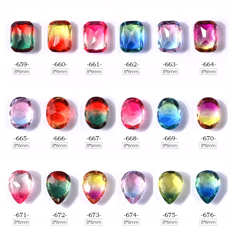 

10 Pieces Flatback Water Drop/Oval/Octagon Rhinestones Nail Art Rhinestones Glass Stones 3D Nails Jewelry Accessories, 5 x 8 mm