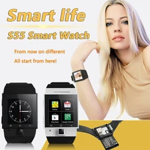 S55 Smart Watch 1.54″240*240Screen MTK6572 Dual Core 2.0M Camera Support 2G/3G Wifi SIM Card 512+4GB GPS WCDMA GSM Android Phone