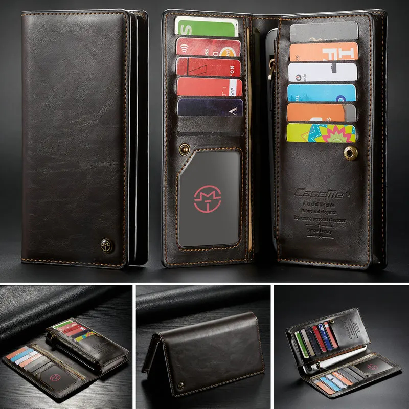 CaseMe Universal Phone Bag for OPPO R11 R17 Multi-Function Zipper Wallet Stand Card Case iPhone X Xr XsMax 6 6s 7 8 plus | Мобильные