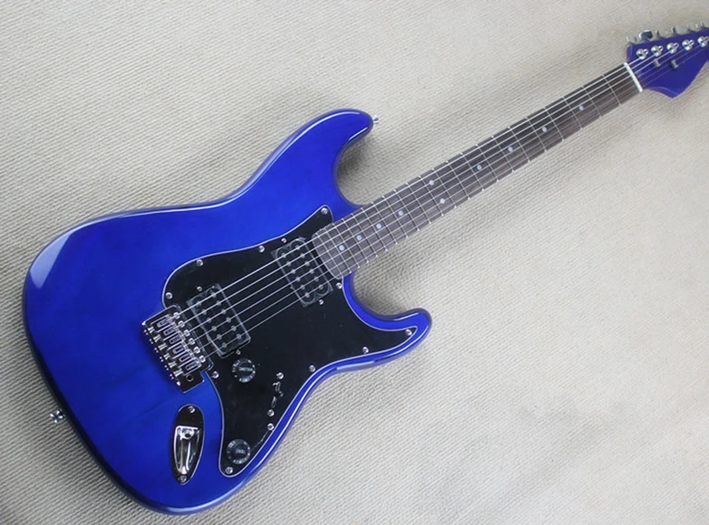 

Factory Blue Electric Guitar with Blue Headstock,Black Pickguard,HH Pickups,Rosewood Fretboard,Chrome Hardware,Can be customized