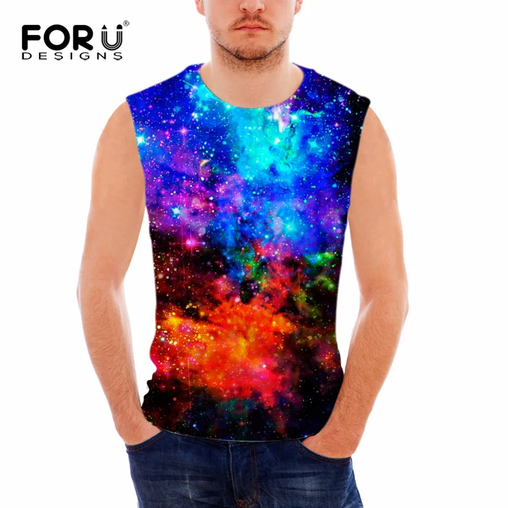 FORUDESIGNS 3D Galaxy Men Tank Top Casual Vest Universe Star Mens ...