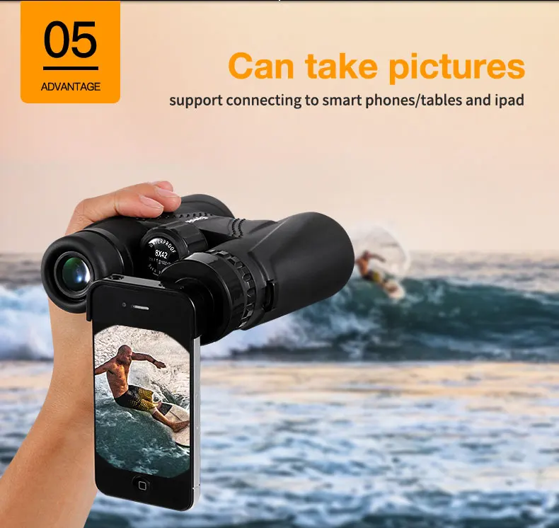 Telescópio à Prova Scopes com Alça de Pescoço Caça Binóculos Eyeskey Prism d' Água Camping Não-slip 8x42 Bak4 17 Telescópio e binóculos