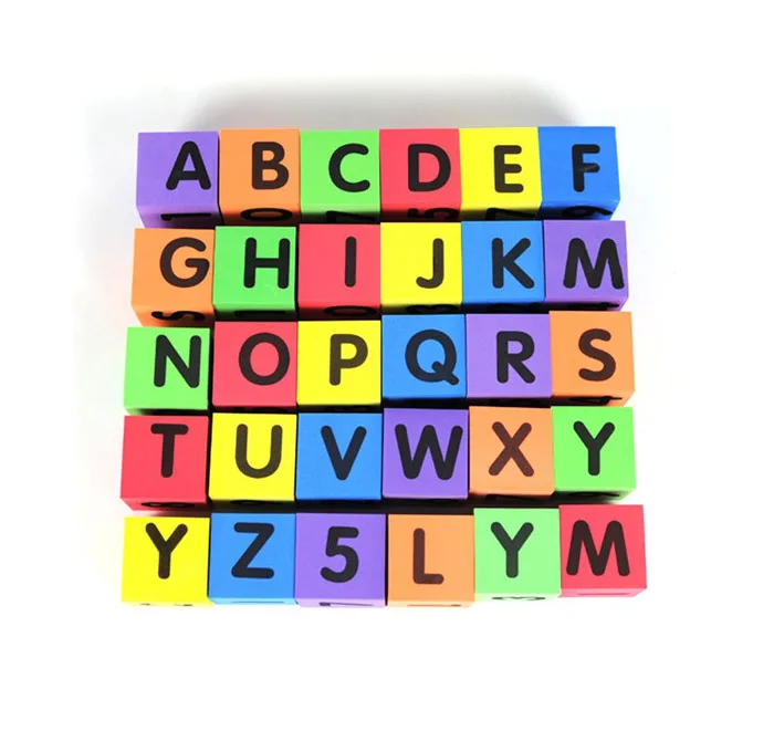 

30Pcs EVA Foam Learning Soft Blocks Cube Alphabet Numbers 0-9 Building Toys for Kids Children Girls and Boys