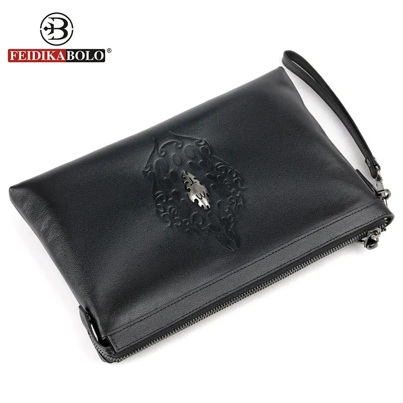 

High Quality Genuine Leather Organizer Wallets Men Clutch Bag Purses and Handbags Black Wallet Male New Handy Bags For Gentleman