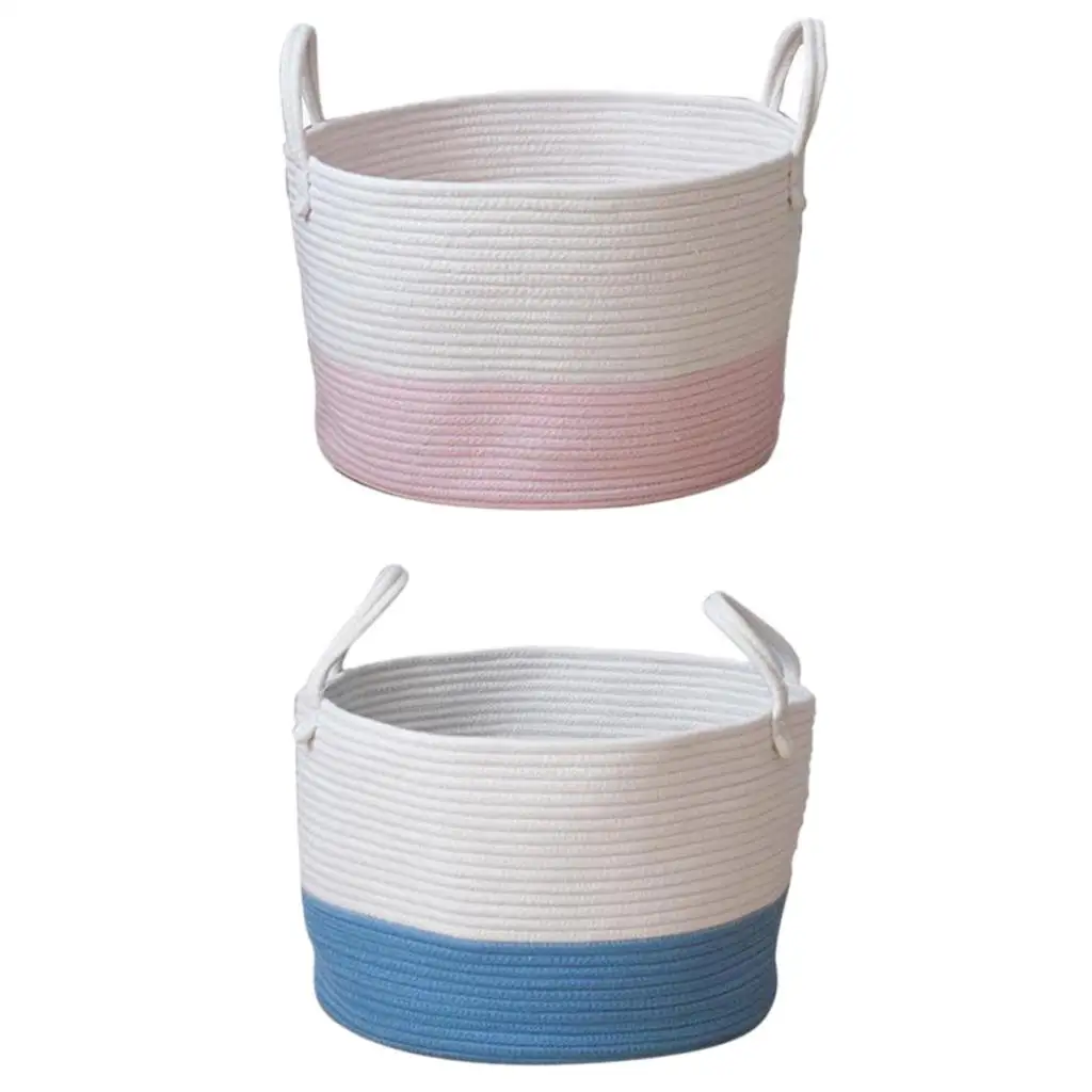 2pcs Nordic Style Cotton Storage Laundry Basket Baby Kids Room Decor Basket with Handle
