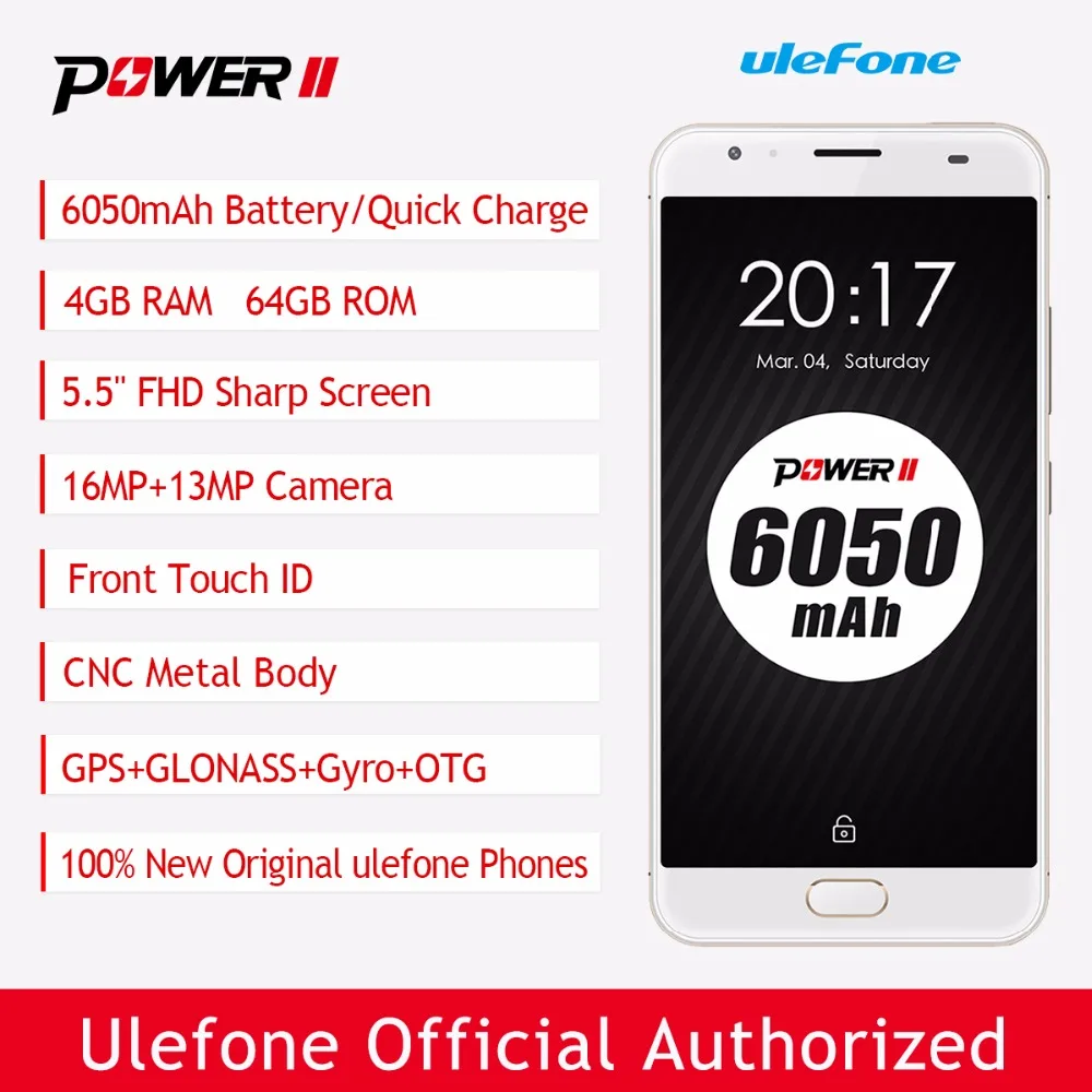 Ulefone Мощность 2 mt6750t восемь ядер сотовый телефон Android 7 0 5 дюймов мобильного