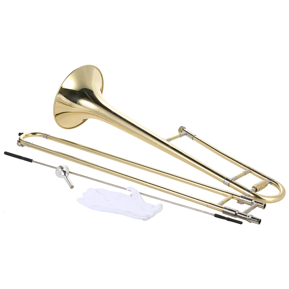 Silver Trumpet Alto Trombone Brass Bb Tone B Flat Wind Instrument with Cupronickel Mouthpiece and Gloves