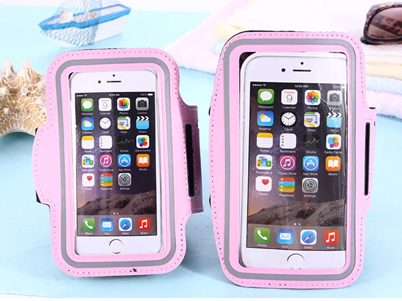 Водонепроницаемость сумка-нарукавник для мобильного телефона чехол для iPhone X, Xs, Galaxy, с регулируемым Эластичная лента и ключница для бега, спортивные - Цвет: Light Pink-Mddium