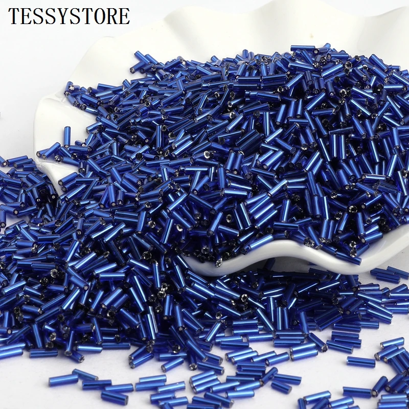 400pcs/lot 2x6mm Austria Crystal Long Tube Beads Lined Bugle Czech Glass Seed Spacer Beads  For Jewelry Making DIY