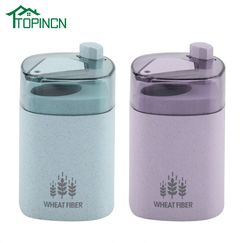 

Simple Style PP+ Wheat Straw Purple Blue Automatic Toothpicks Holder Cotton Swab Box Table Press Toothpick Dispenser