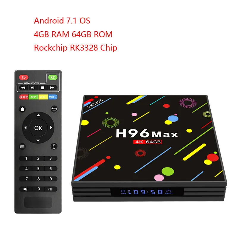 H96 MAX H2 светодиодный осыпи ТВ коробка Android 7,1 4 Гб 64 Гб RK3328 4 ядра 2,4 г/5g Wi-Fi USB 3,0 Bluetooth с поддержкой 4 k HDR VP9 смарт-медиа-плеер - Цвет: 4GB 64GB TV BOX