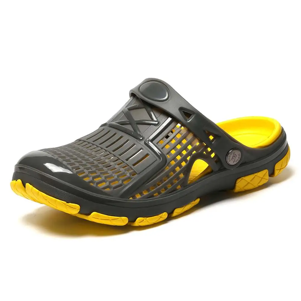 

2019 New Hot Summer Men's Beach Breathable Slippers Male Garden Mule Clogs Shoes for Men Flip Flops Sandals Clog Slipper