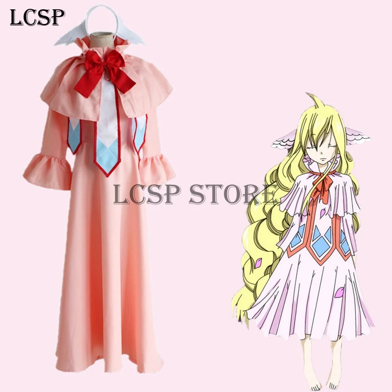 LCSP FAIRY TAIL Mavis Vermilion Cosplay Costume Japanese Anime Adult Uniform Suit Outfit Clothes Dress &amp Shawl Bow Headband |