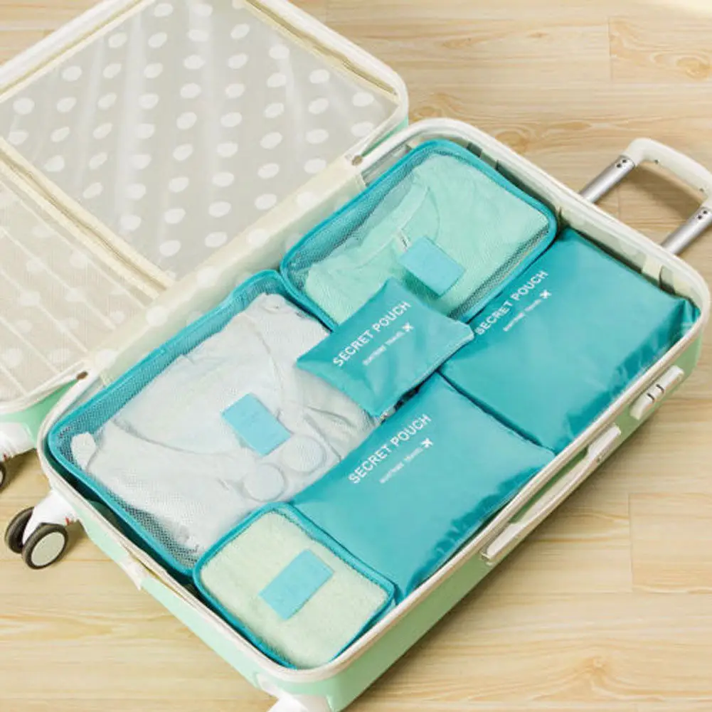 

2020 Hot Selling 6Pcs Travel Clothes Storage Waterproof Bags Portable Luggage Organizer Pouch Packing Cube 8 Colors Local Stock