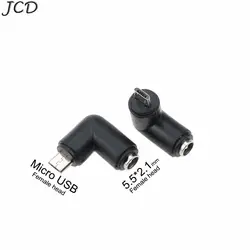 JCD Micro usb 5-контактный Штекер 5,5x2,1 мм Женский штекером постоянного тока для подключения к Мощность Зарядное устройство адаптер угловой