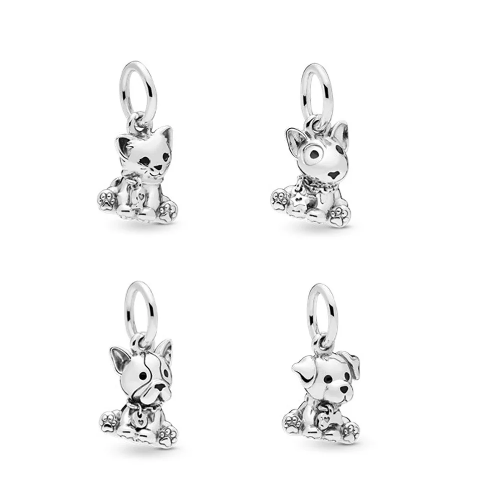 

Authentic 925 Sterling Silver Girl with Pigtails Bull Terrier Labrador Bulldog Puppy Charms Bead Fit Pandora Bracelets Jewelry