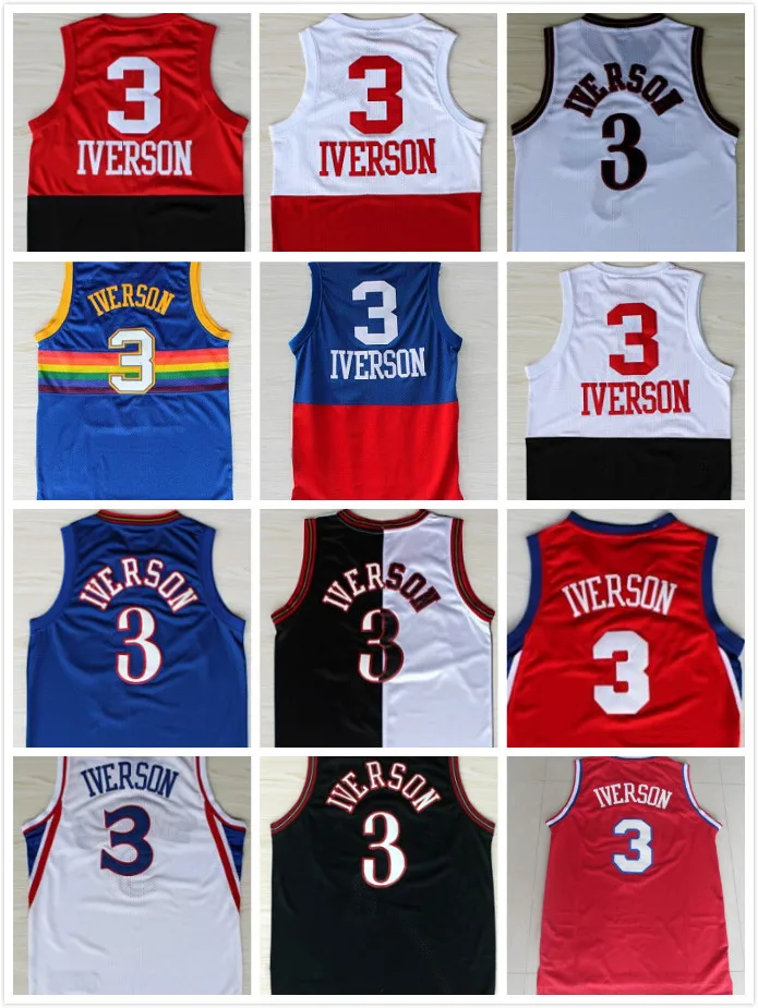 Высокое качество Бесплатная доставка Ретро #3 Allen Iverson баскетбольная майка с
