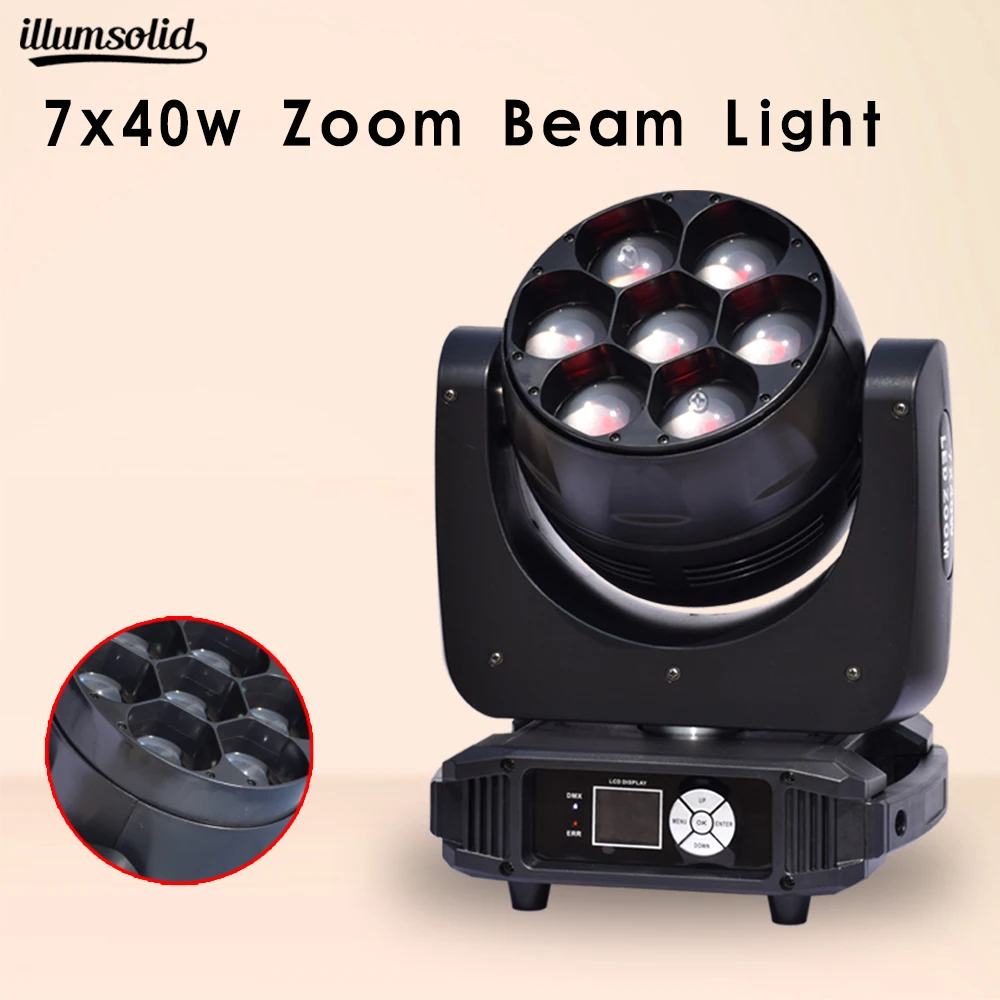 

led beam moving head zoom wash disco light 7x40w dmx control for stage