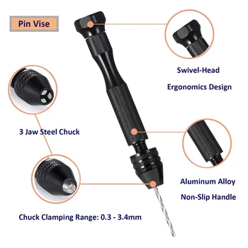 

Hand Drill Set Precision Pin Vise With 25 Pieces Mini Twist Drill Bits For Model,Diy,Jewelry Making,Multipurpose Rotary Tool D