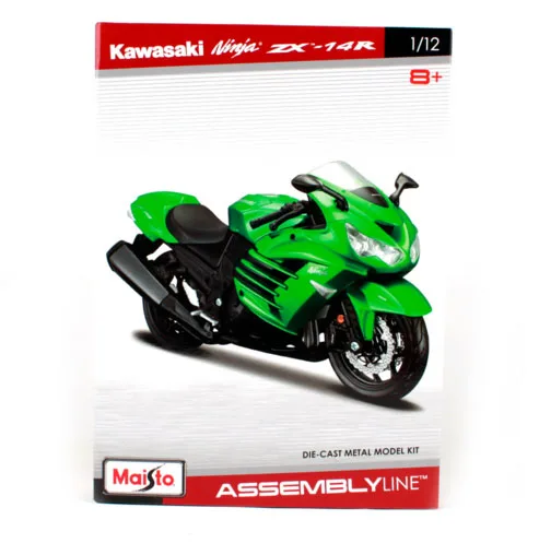 Сборная зеленая модель мотоцикла Maisto 1:12 Kawasaki Ninja ZX 14R сделай сам для мальчиков