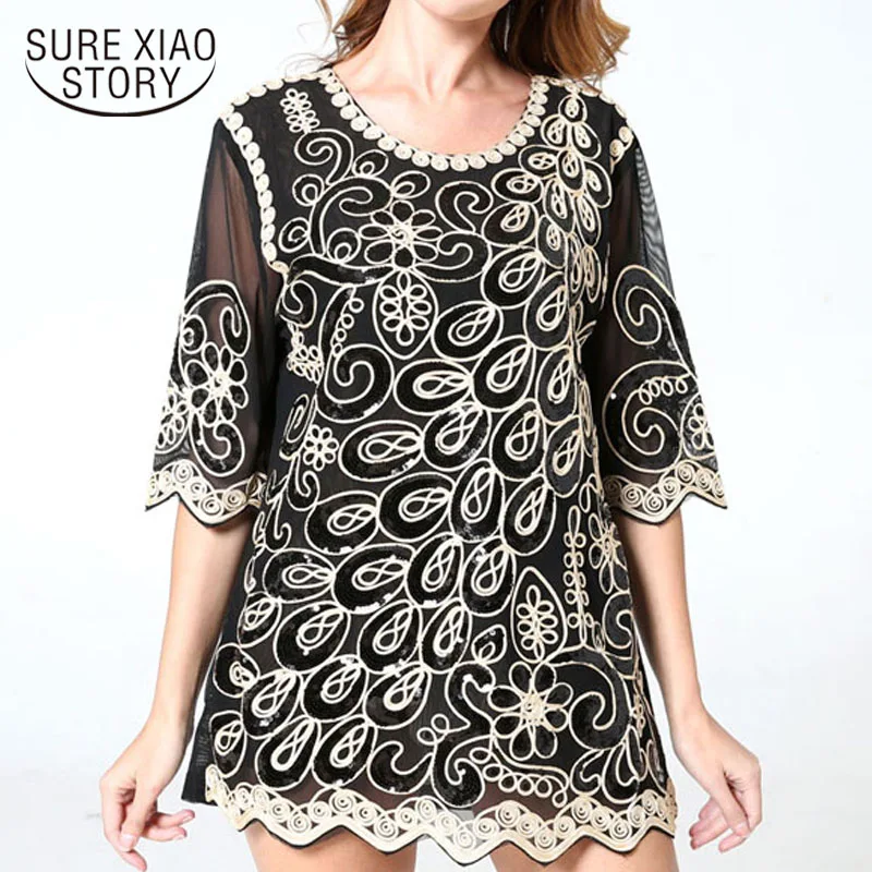 

Blusas mujer de moda 2019 womens tops and blouses women shirts plus size women ladies tops Half chiffon blouse shirts 4028 50