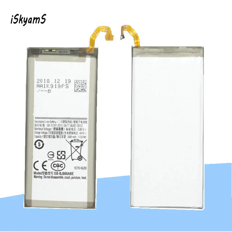 

iSkyamS 10pcs/lot 3000mAh Replacement Battery EB-BJ800ABE For Samsung Galaxy A6 (2018) SM-A600 A600F For Galaxy J6 J600F