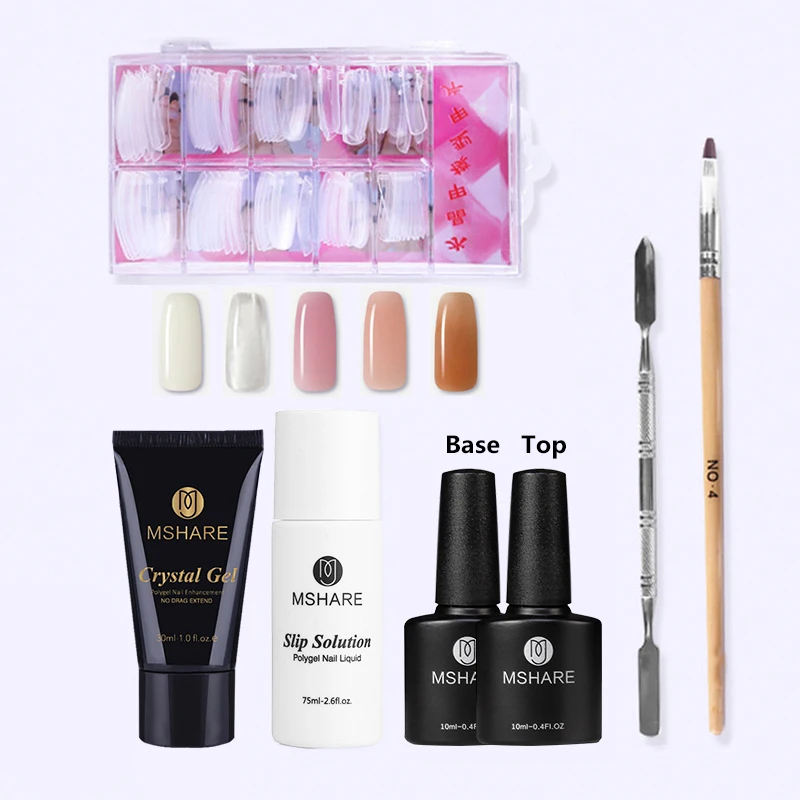 

MSHARE Poly Builder Gel Set Nails Acryl Gel Kit Nail Polygel Kits Quick Building Extension Gel UV LED Lacquer Brush Tips 7pcs