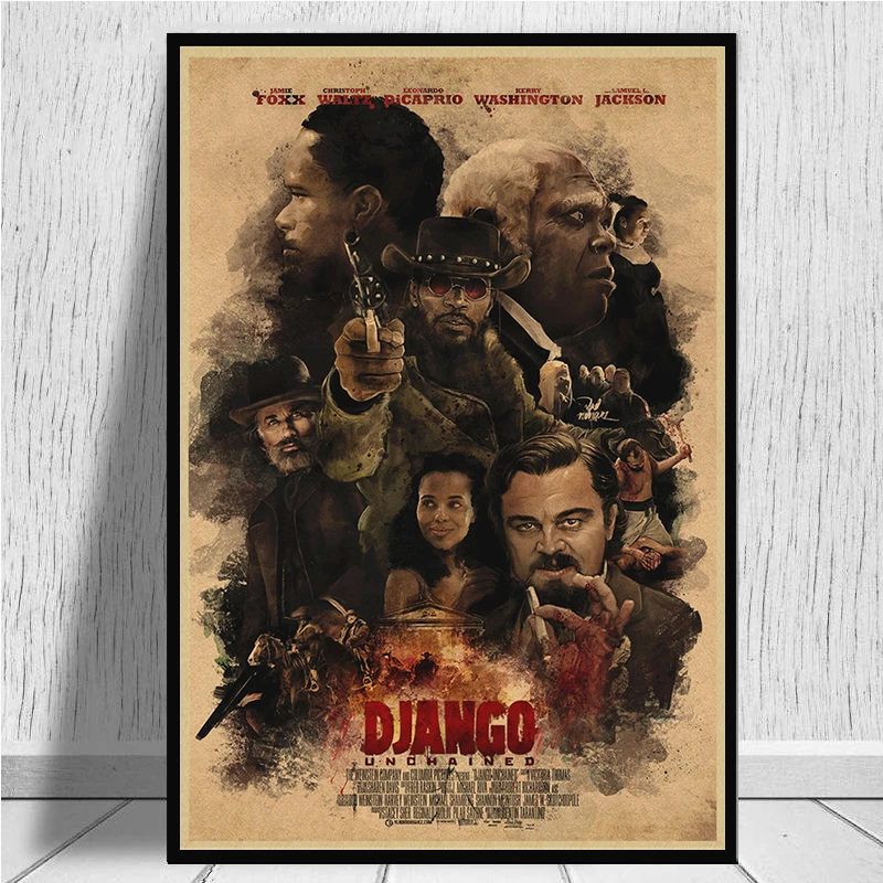 Классический фильм Django Unchained Quentin Tarantino ретро постер крафт бумага кафе домашний