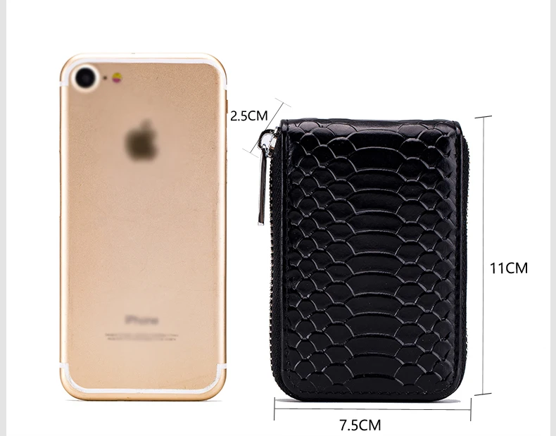 Lomelobo Unisex Serpentine Card Holder Split Leather Women Men Credit ID Business Cards Wallet Fashion Bank Cards bag Coin Purse HCL7148 Details (03)