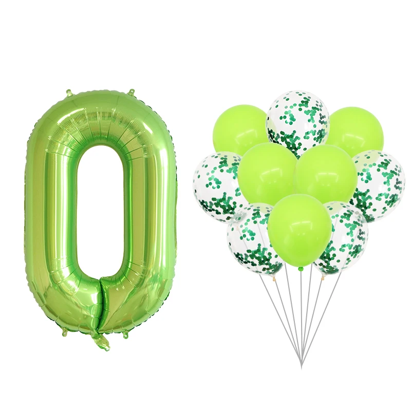 2/11 шт. 40 дюймов фруктово-зеленый воздушные шары из фольги в виде цифр Зеленый Конфетти воздушные шары на день рождения, комплект Свадебная вечеринка Декор в честь Детские принадлежности для мячей
