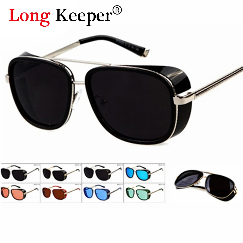 

Long Keeper 2018 New Iron Men Sunglasses Retro Steampunk Sunglasses Men Vintage brand Designer Gafas De Sol masculino gafas