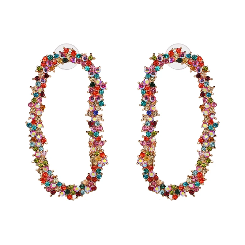 FASHIONSNOOPS New Colorful Crystal Drop Earrings Women Trendy 2019 Geometric Pendant Earrings Wedding Party Fashion Jewelry