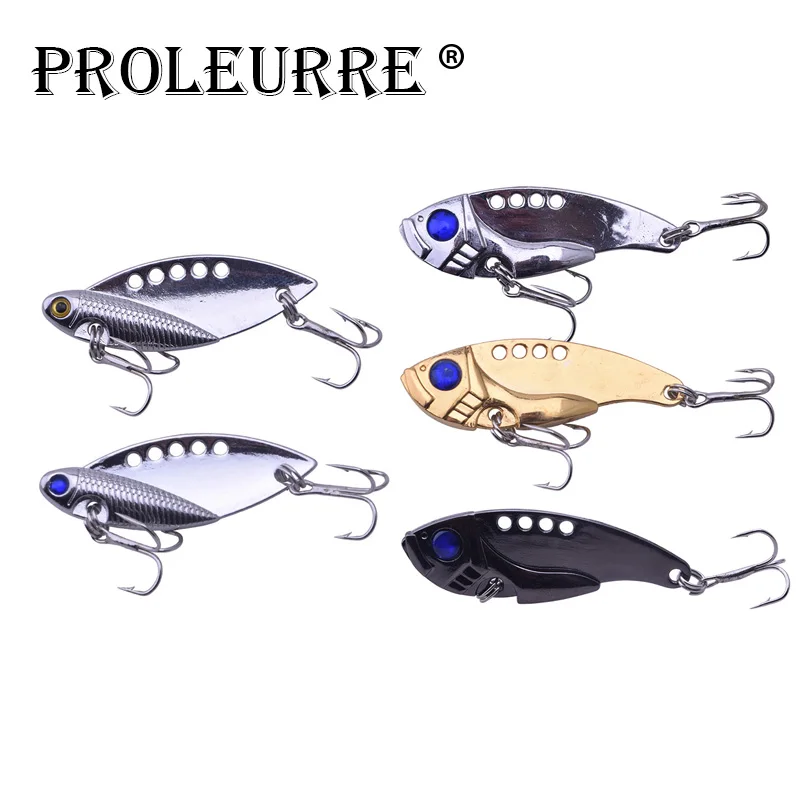 

5 Pcs/set 11g 5.5cm VIB Metal Spinner Fishing Lure Hard Baits Sequins Noise with Treble Hook Tackle ST-237