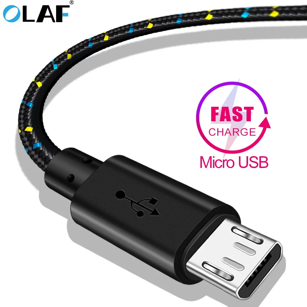 Олаф Micro USB кабель 1 м 2 м 3 м нейлоновый плетеный кабель для быстрой зарядки для samsung S7 Xiaomi LG huawei Tablet Android USB зарядное устройство Шнур