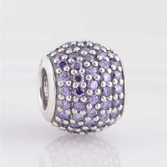 

Fits for Pandora Style Bracelets New Clear Crystal Pave Feather Charms Authentic 925 Sterling Silver Beads Purple Making