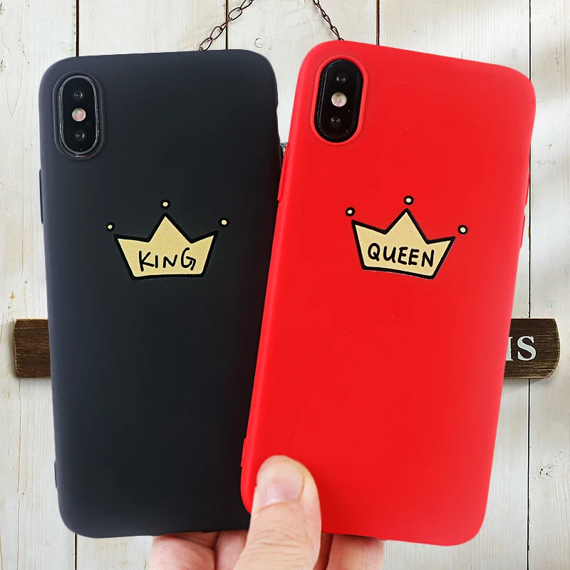 Чехлы для телефонов King queen Crown IPhone X XS MAX XR 8 7 6 S Plus мягкий силиконовый чехол