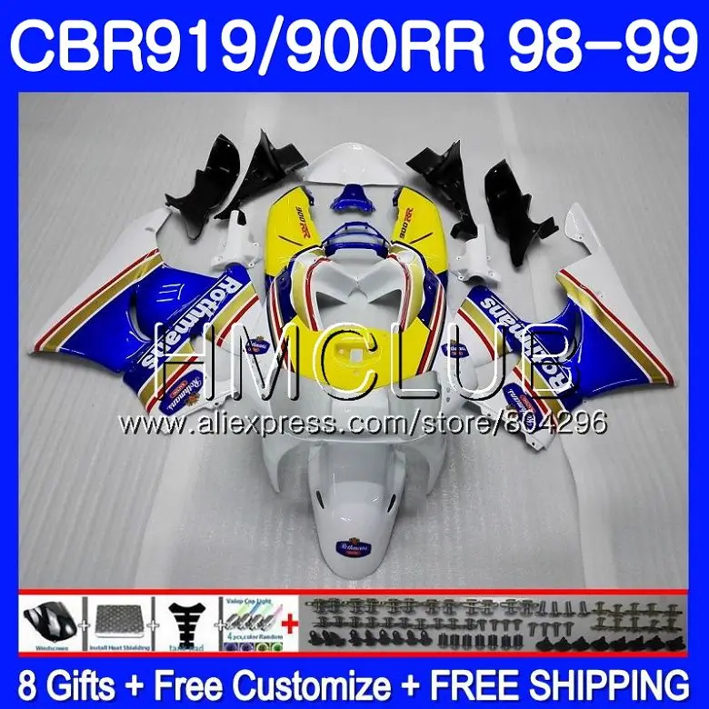 

Rothmans Blue Body For HONDA CBR 900RR CBR 919RR CBR919RR 98 99 69HM.8 CBR900 RR CBR 919 RR CBR900RR CBR919 RR 1998 1999 Fairing