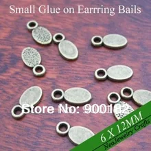 Античная бронзовая овальная серьги bails, Клей на серьги Bails для стекла изготовление