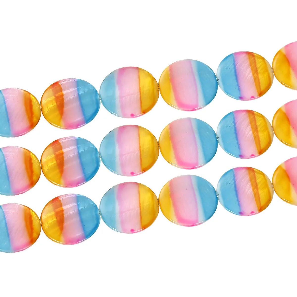 

DoreenBeads 1 Strand Multicolor Round Candy-striped Shell Beads 30mm (B17869) yiwu